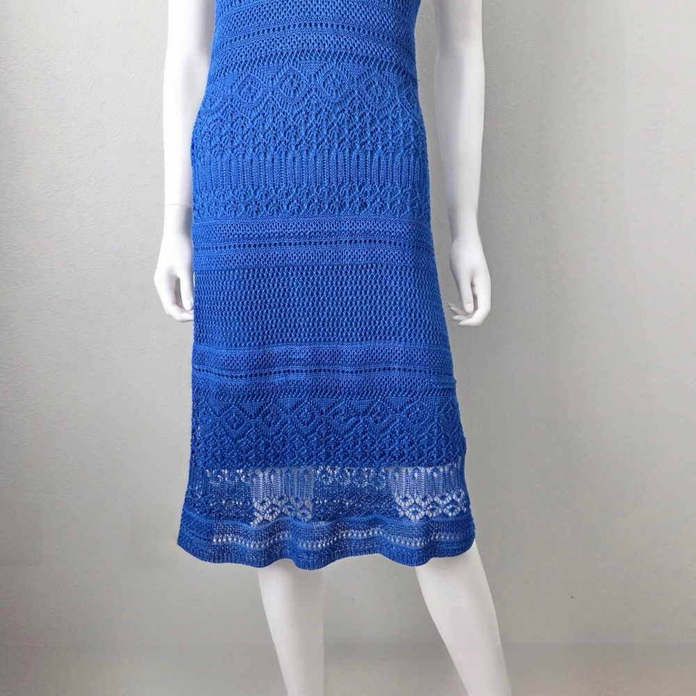 Ralph Lauren Beautiful Royal Blue Slip Dress With Long Knit Overlay, Size Small - Picture 5 of 16